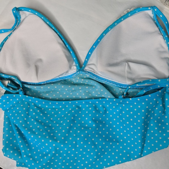 SASSAFRASS SWIMWEAR L Tankini Blue Polka Dot Lace - Picture 4 of 8